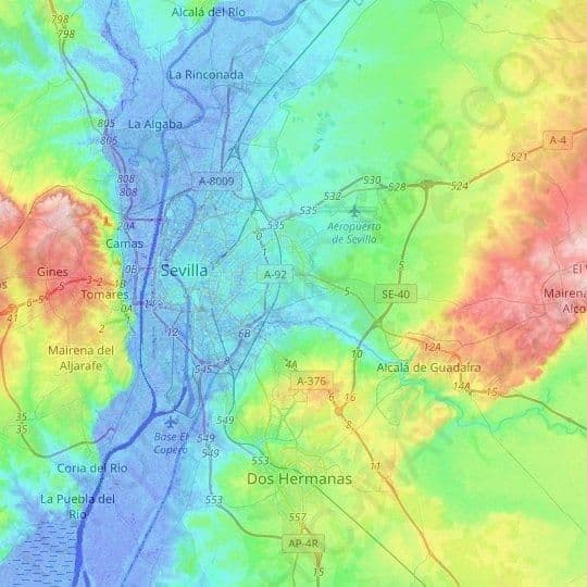 خريطة ارتفاع إشبيلية